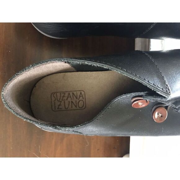 Suzana Izuno Womens 6 Flat Comfort Shoes Brazil Black Handmade Leather Round Toe - Picture 3 of 10